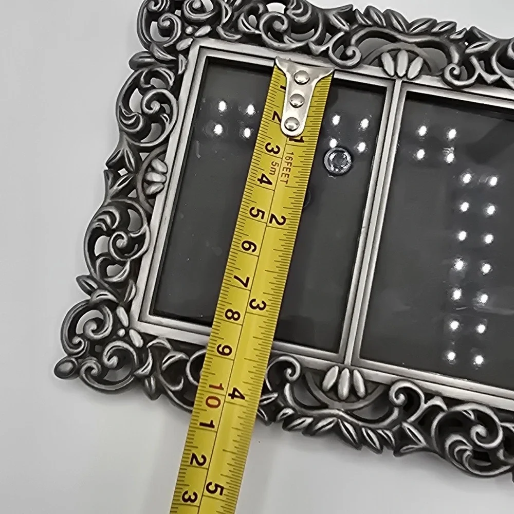 Ornate‎ Pewter Undulating Scroll Work Photo Picture Frame Two 2 1/2